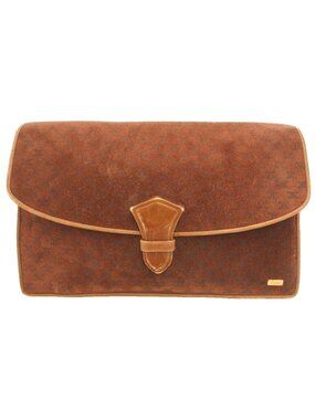 Celine Handbag Clutch Party Brown Suede SD